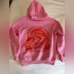 Pink Palm Puff – Everything comes in waves - Sweatshirt Size Extra Small